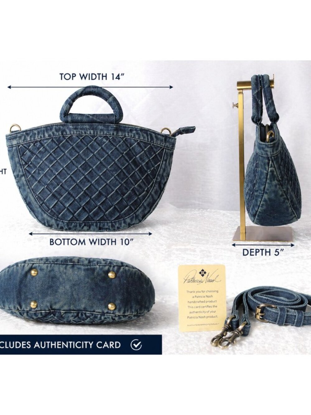 Patricia Nash Denim Woven Satchel NWOT w/ Strap + Authenticity Card - Picture 5 of 12